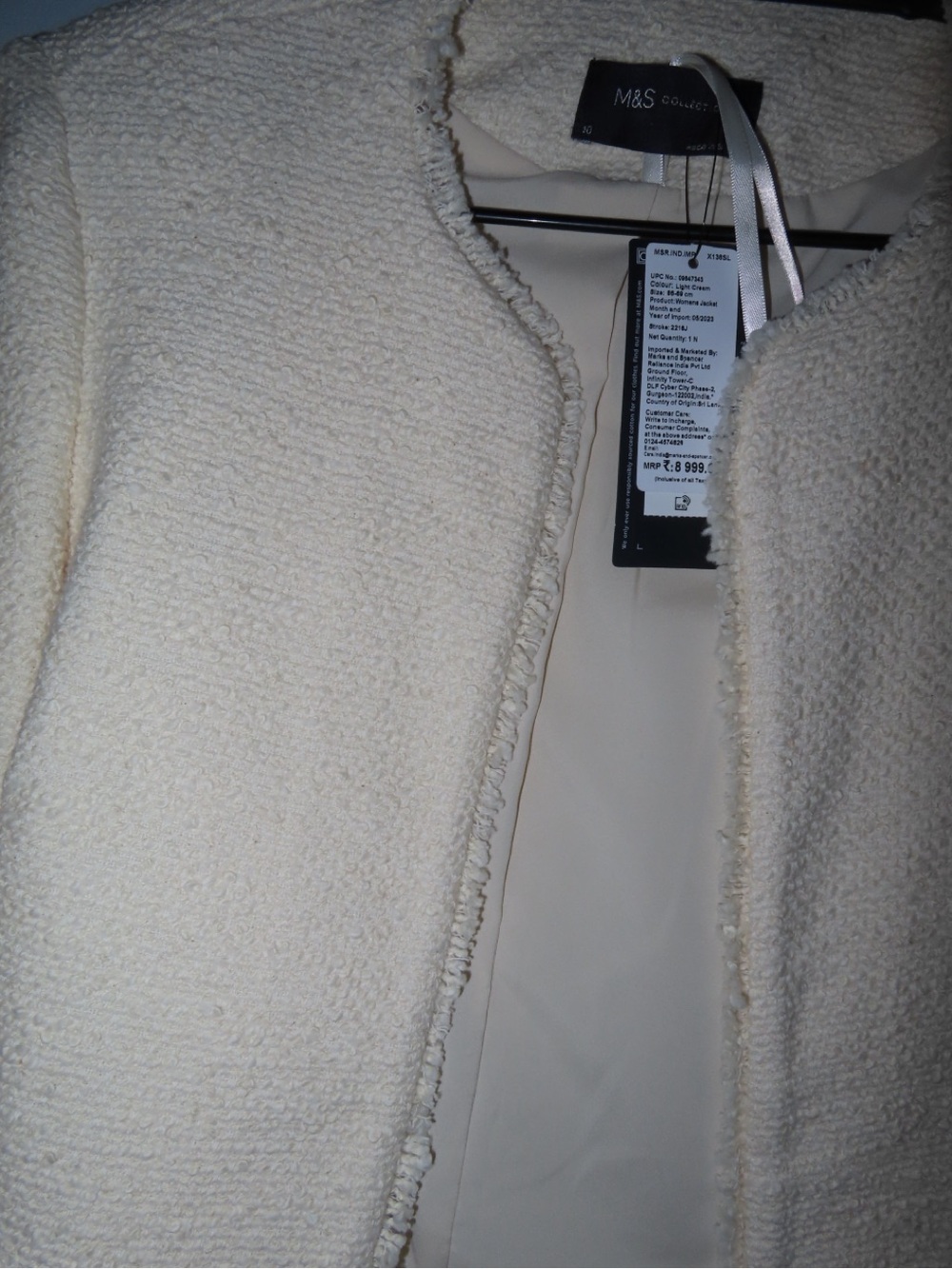 Cream Bouclé Collarless Jacket